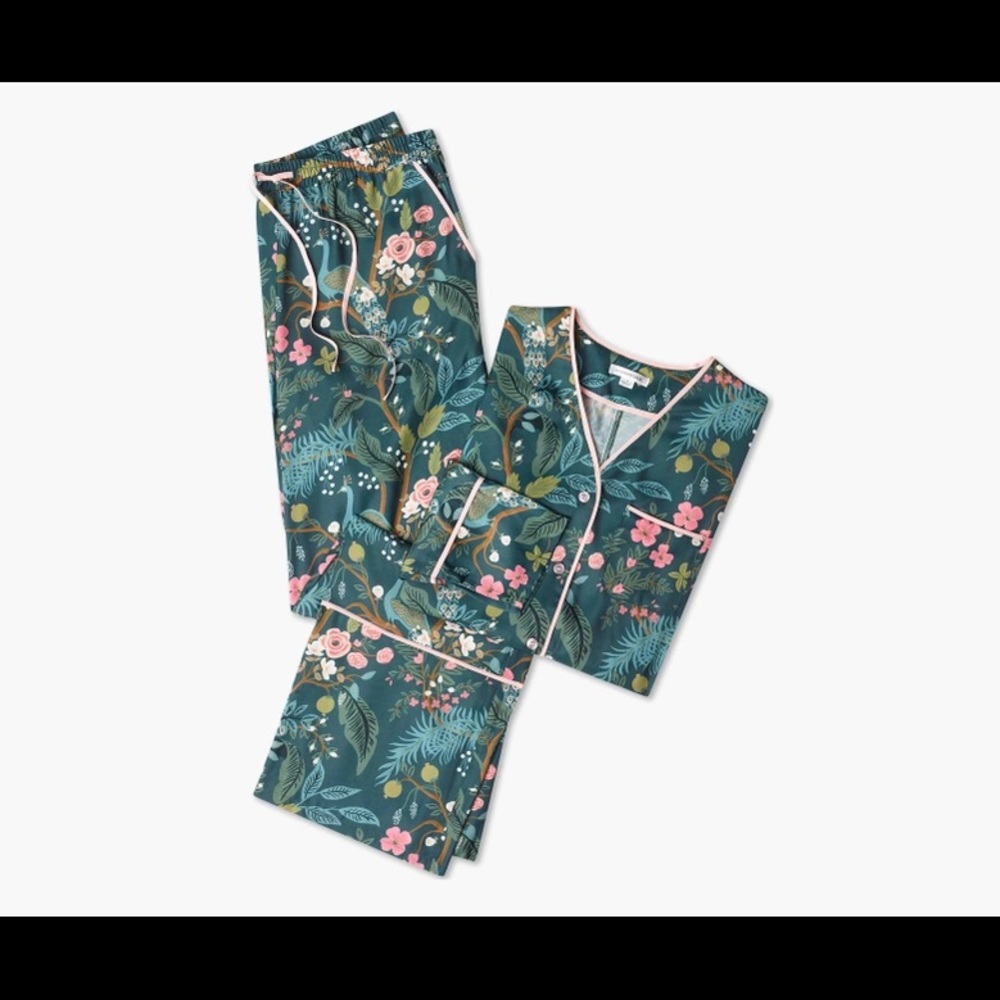Summersalt Rifle Paper Co Cloud 9 Pajama Set Emerald Peacock